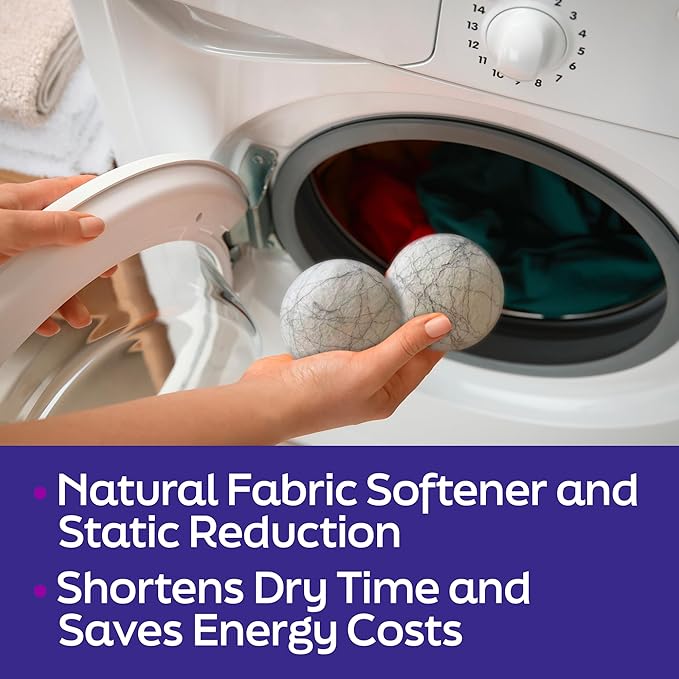 SilverWorks! Wool Dryer Balls Laundry Reusable - Odor Eliminating Dryer Laundry Balls with Silver Technology - Natural Fabric Softener and Static Reducer, Reduce Drying Time and Energy Costs - 4 Pack