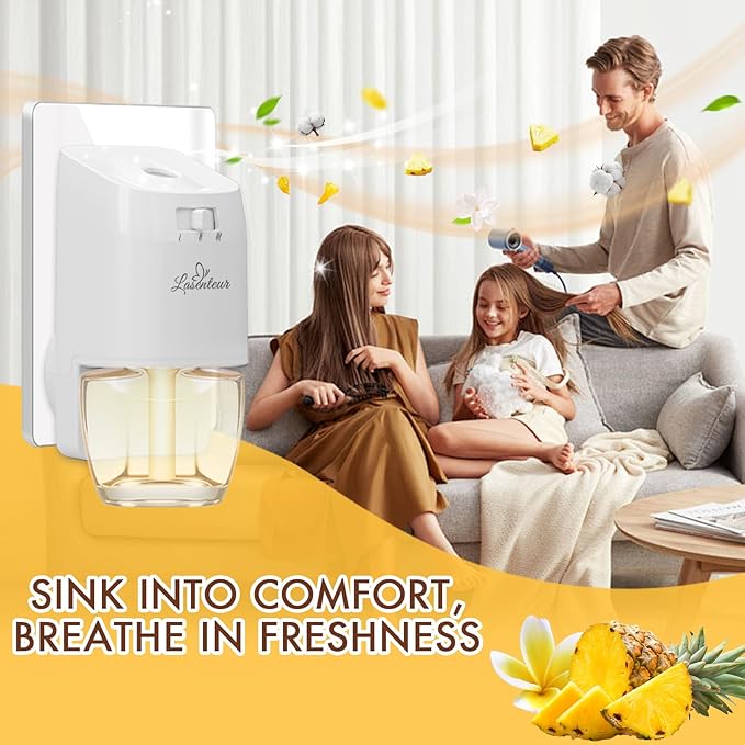 Plug In Air Freshener Refills for Home – Jasmine, Hawaiian, Cotton Scent, 12 Count, 7.92 Fl Oz, Compatible with Air Wick & Glade, Not for Glade Plus, Scented Refill for Home, Bathrooms, Bathroom Use