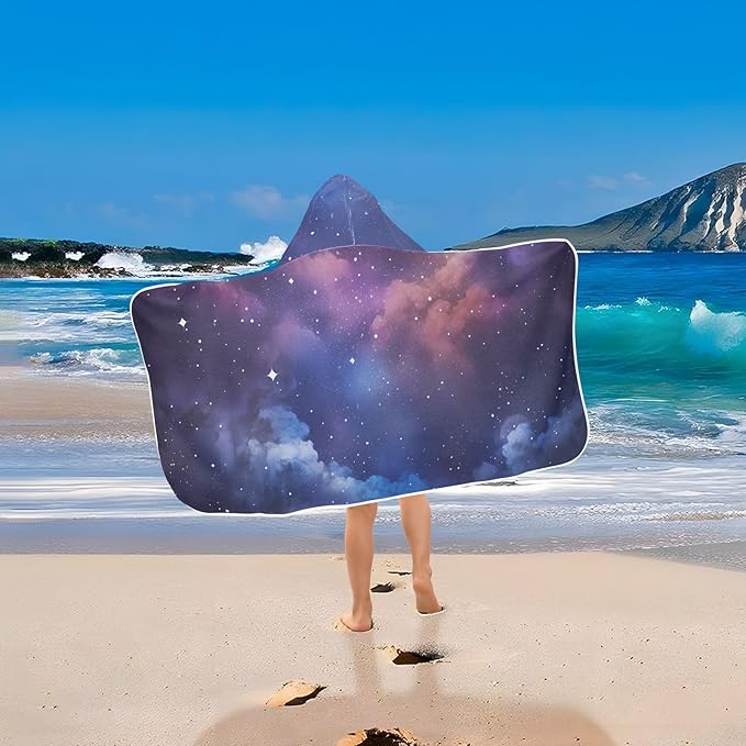 Hooded Towel for Kids Dream Starry Sky with Clouds Beach Wrap Bath Towels 50x23.5in