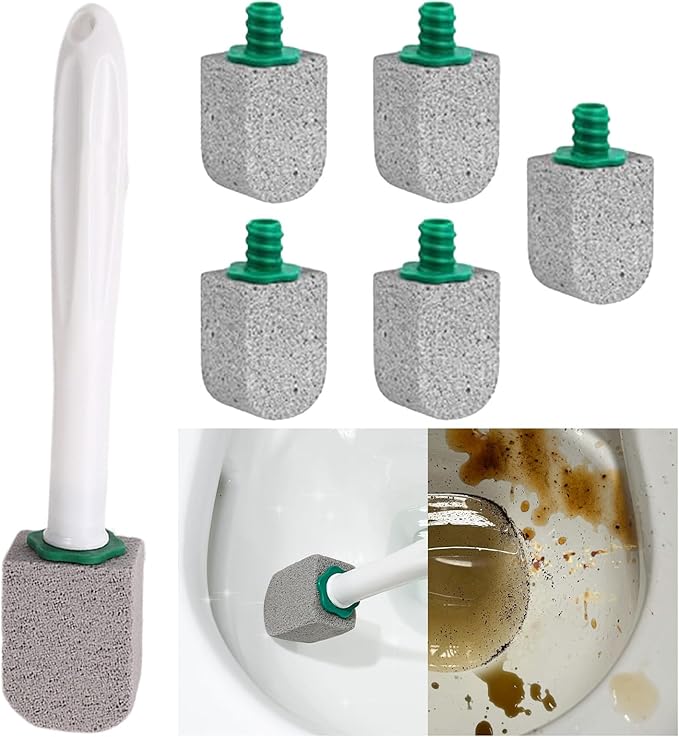 Pumice Stone Toilet Bowl Cleaner, Bathroom Cleaner Brush, Toilet Bowl Stain Remover Eraser, Commode Deep Cleaning Accessories, Cleans Hard Water Ring/Calcium Buildup/Stains