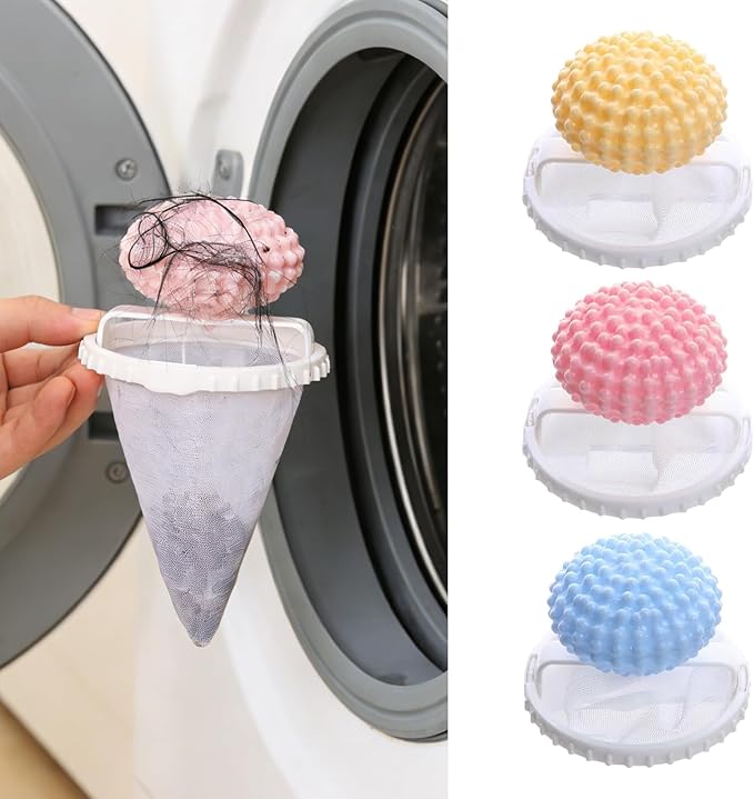 3 Pcs Pet Hair Remover for Laundry 2026 New Washing Machine Hair Catcher Floating Hair Filtering Mesh Removal Reusable Laundry Hair Filter for Pet Loving Families Lint Catcher for Washing Machine
