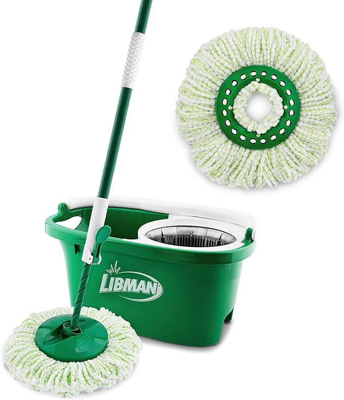 Libman Tornado Spin Mop System Bundle with Refills (4 Pack) | Floor Cleaning Kit