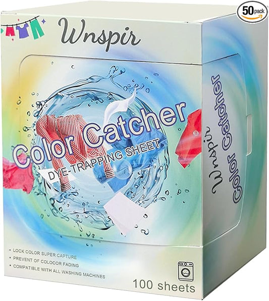 Color Catchers for Laundry, Color Absorber Laundry Sheets 50 Count,Fragrance Free Color Trapping Sheets Prevents Color Runs and Maintains Original Clothing (50, Fragrance-free)