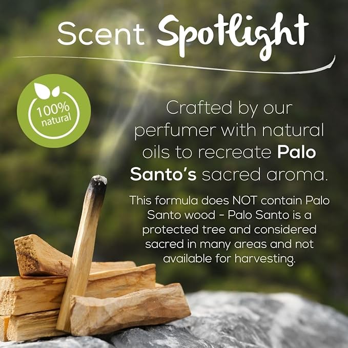 Scent Fill 100% Natural Palo Santo Plug in Air Freshener, Scented Oil Refills, 2 Refills + Diffuser