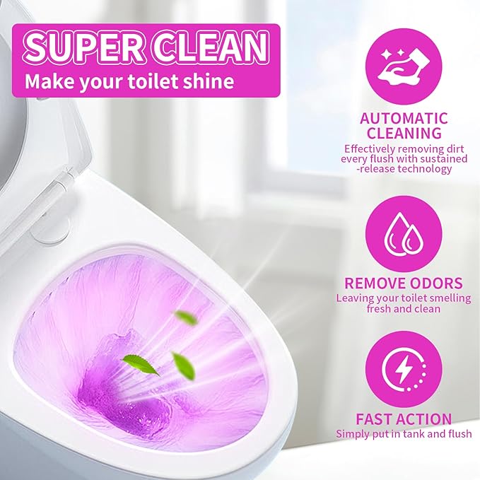 Toilet Bowl Cleaners, Toilet Cleaner, Automatic Long Lasting Continuous Toilet Bowl Cleaner, Prevent Stain Build Up Deep Clean, Each Pack for About 3 Months' Supply, Pink