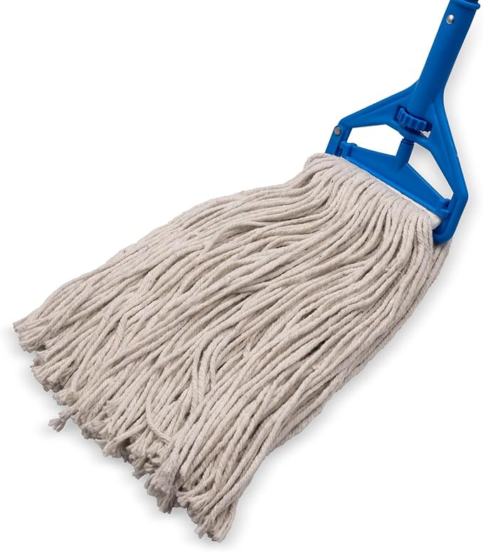 SPARTA Flo-Pac Cotton Mop Head, Cut-End, Narrow Band with White Band for Organized Cleaning, 36 Inches, Tan