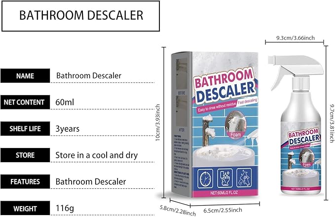 Bubble Cleaner Foam - Upgrade Bathroom Descaler Foam Cleaner, Bath-Room Glass Descaler To Tile Faucet Remover Tub Cleaner 60ml (3)