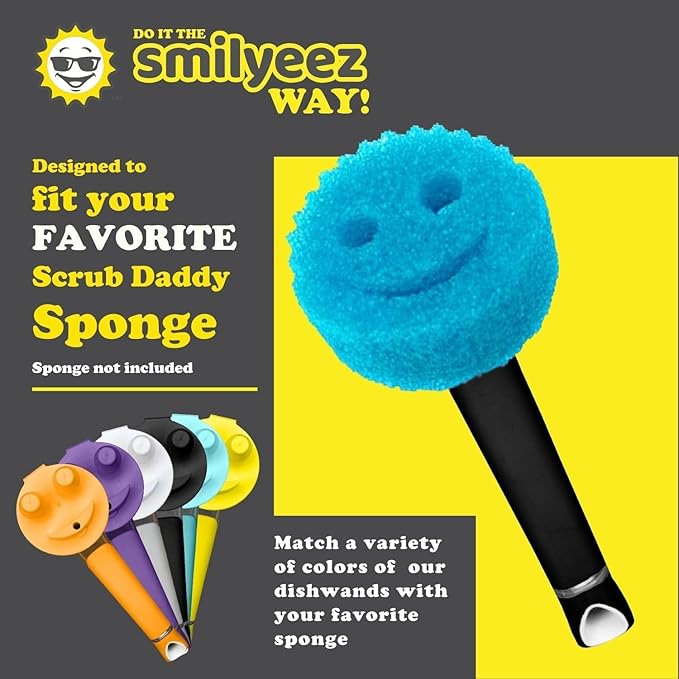 The Original Smiling Handle with Soap Dispensing by Smilyeez for The Smiling Sponge & Smilyeez Dishwand Combo (Black)