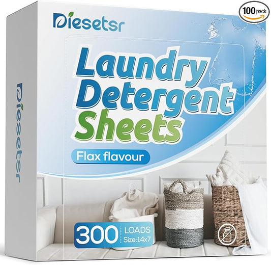 Diesetsr Laundry Detergent Sheets 150 Counts Travel Laundry Sheet ECO-friendly, 300 Small Loads Plastic-Free Clothes Washing Soap- Laundry Sheet Fresh Linen