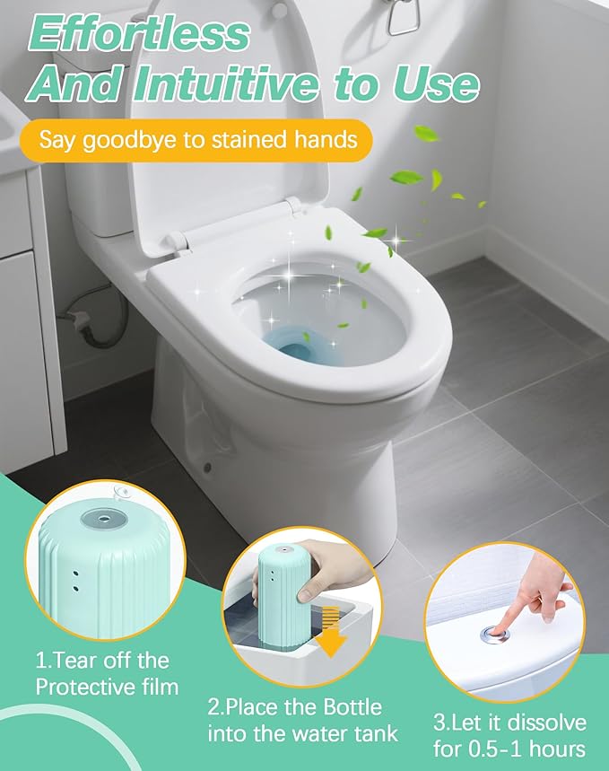 Toilet Cleaner - Hands-Free Automatic Toilet Tank Cleaner - Long-Lasting Hard Water Descaler Septic Safe & Chemical-Free for Home & Commercial Use (2)