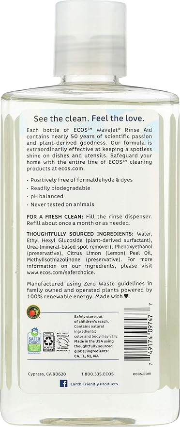 Ecos WaveJet Rinse Aid,8 fl oz