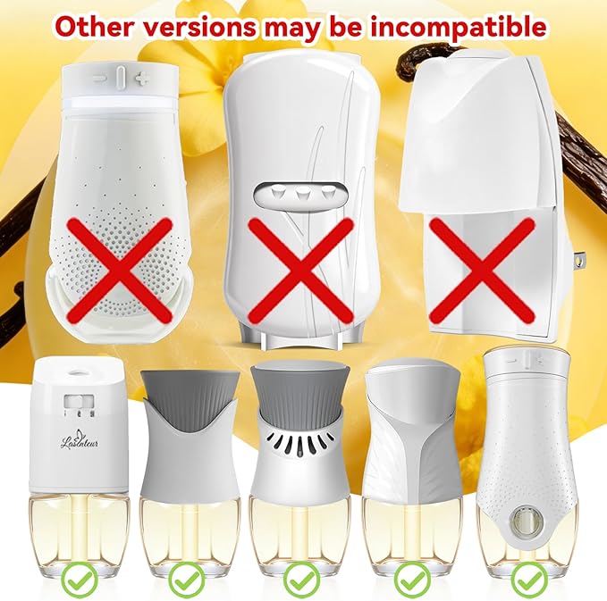 Plug In Air Freshener Refills for Home, Vanilla Scent, 6 Count, 3.96 Fl.Oz, Wall Plug In Refills,Scented Refill for Home, Bathroom, Bedroom, Compatible with Air Wick & Glade, Not for Glade Plus