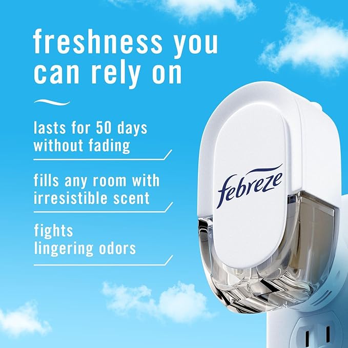 Febreze Plug In Air Freshener, Odor-Fighting Scented Oil Refill, Air Fresheners for Home and Bathroom and Kitchen, Long Lasting for Strong Odors, Twilight Lavender Scent, 0.87oz Refills, 3 Count