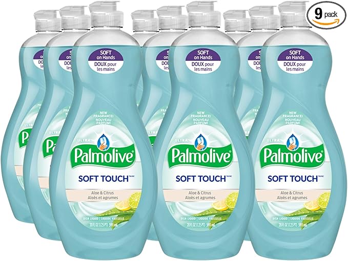Palmolive Ultra Soft Touch Dish Soap, Aloe and Citrus - 20 Fluid Ounce (9 Pack) (Packaging May Vary)