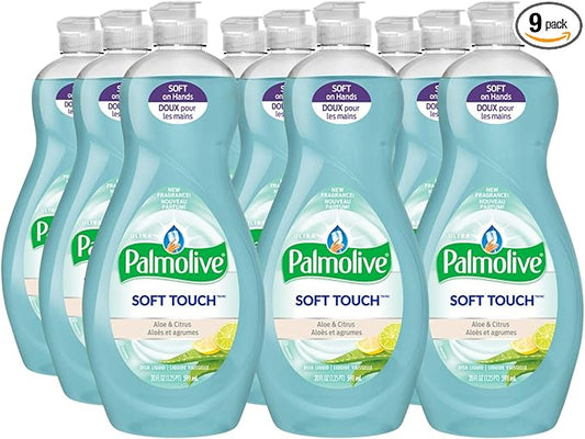 Palmolive Ultra Soft Touch Dish Soap, Aloe and Citrus - 20 Fluid Ounce (9 Pack) (Packaging May Vary)