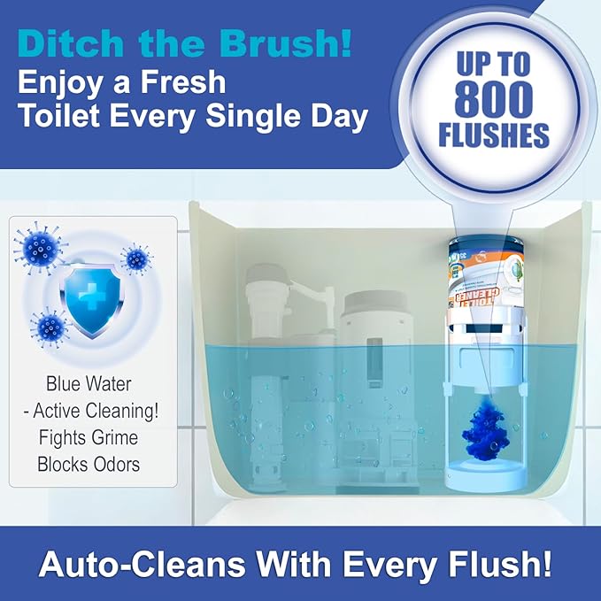 eHouse Refill Bottle Automatic Toilet Bowl Cleaner with Antibacterial and Cleansing Properties, Rich Foam, and a Pleasant Scent of Lemon, Green Apple, or Hypoallergenic Unscented Option. (APPLE)