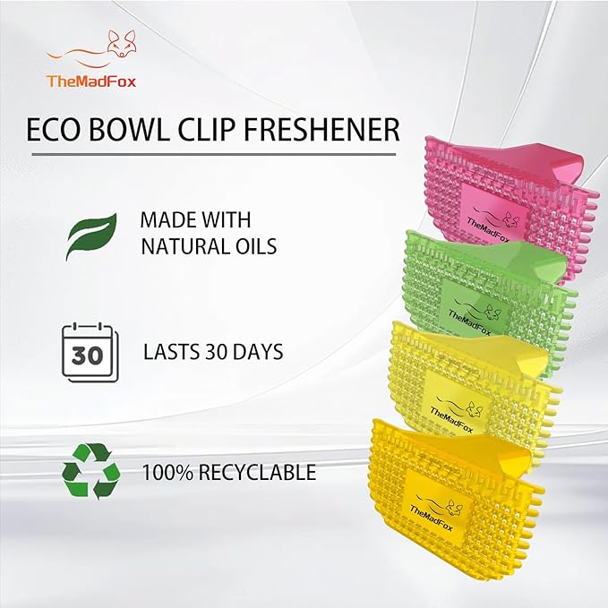 6 Pack Toilet Bowl Freshener Clip, Eco Bowl Clip Air Freshener for Bathroom, Odor Eliminator with Natural Fragrance Oils, Long Lasting Up to 30 Days, Discreet Secure Clip for Toilet Rim