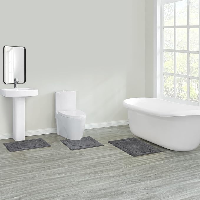 Bath Rugs Set 3 Pieces Bathroom Mat Soft Absorbent Plush Shaggy Soft Floor Non Slip Shower Bath Tub Machine Washable