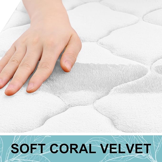 OLANLY Memory Foam Bath Mat Rug 24x16, Ultra Soft and Absorbent Bathroom Rugs, Non-Slip, Comfortable, Machine Washable Bath Carpet for Bathroom Floor, Tub, Shower and Home Decor Accessories, White