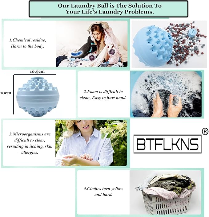 Eco-Friendly Laundry Balls Set, With Ceramic Balls 150g & Storage Bag (Blue)