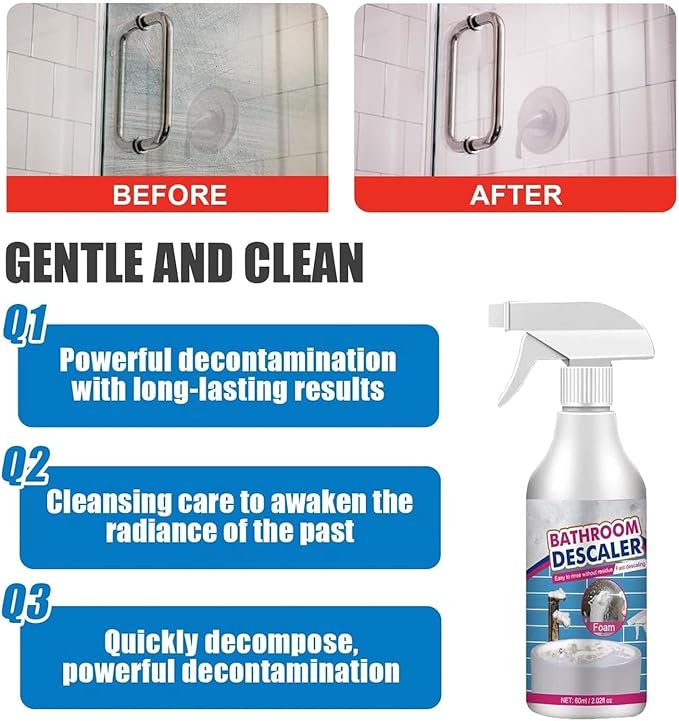 2025 New Bathroom Descaler Foam Cleaner, All Purpose Rinse Cleaning Foams Spray, Stubborn Stains Cleaner, Suitable for Faucets Bathtubs Tiles Glass (2pcs)