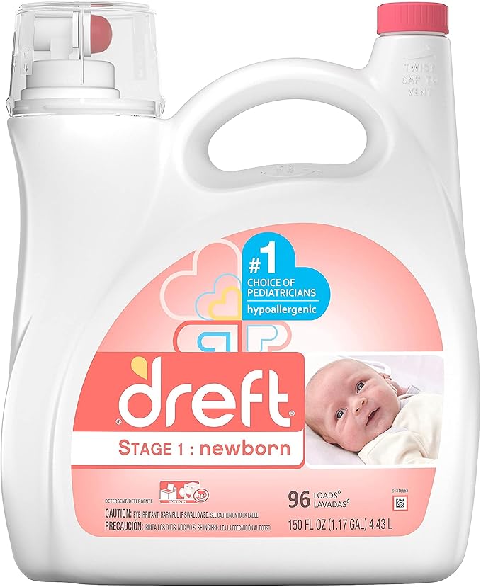 Dreft Stage 1: Newborn Liquid Laundry Detergent (HE), 150 oz, 96 loads