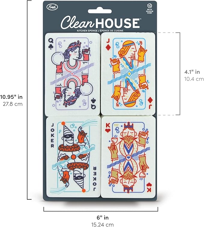 Genuine Fred, Clean House, Kitchen Sponges, Set of 4, Assorted, (5286465)
