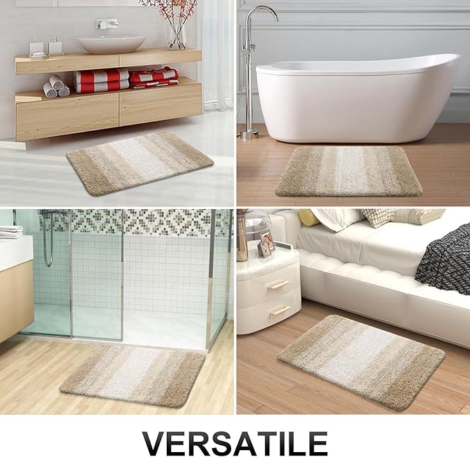 OLANLY Bathroom Runner Rugs Mat 70x24, Extra Soft Absorbent Microfiber Bath Rugs, Rubber Backing, Quick Dry, Washable Long Bath Mats for Bathroom Floor, Tub and Shower, Home Decor Accessories, Tan