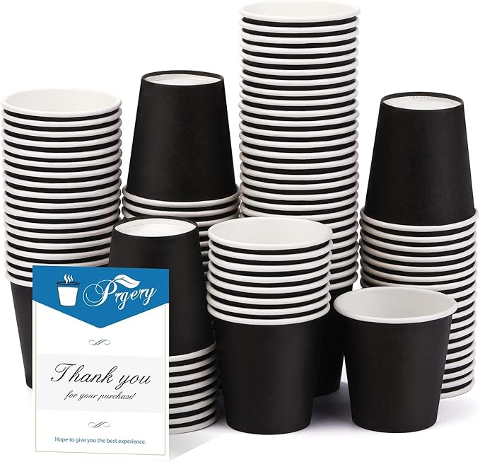 100 Pack 3 oz Bathroom Cups, Paper Cups, Mouthwash Cups, Small Paper Cups for Water, Juice,Candy Ideal for Halloween Party Bathroom and Office (Black)