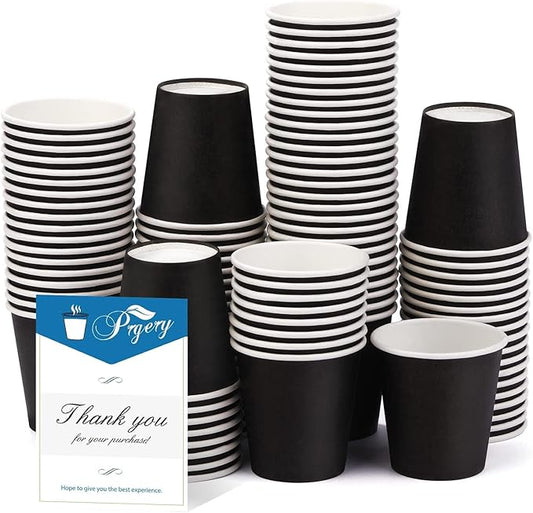 100 Pack 3 oz Bathroom Cups, Paper Cups, Mouthwash Cups, Small Paper Cups for Water, Juice,Candy Ideal for Halloween Party Bathroom and Office (Black)