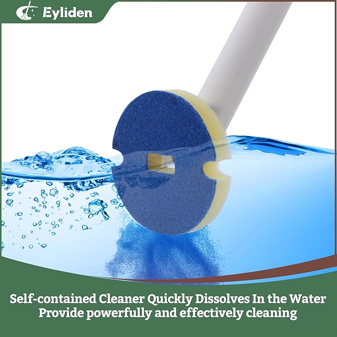40 Count Eyliden Toilet Bowl Wand Kit Dedicated Pre-Soaked Refills Sponge, Only for Eyliden Disposable Toilet Brush and Holder Set Refills, Quick Change Cleaning Sponges Head (40, Yellow)