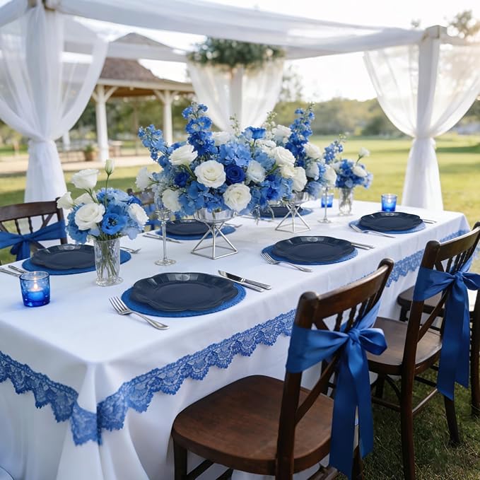 Navy Blue Plates Party Supplies,9 inch Blue Paper Plates Disposable Scalloped for Birthday Cake Plate Baby Shower Dinner Wedding Dessert Party