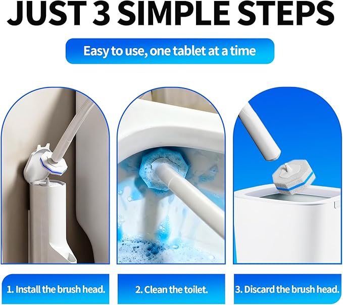 Hohoky 120pcs Bulk Pack of Disposable Toilet Brush Heads，Toilet Wand Refills for Toilet Bowl Brush Cleaner Pads,Toilet Brush Replacement Compatible Heads with Most Toilet Brushes