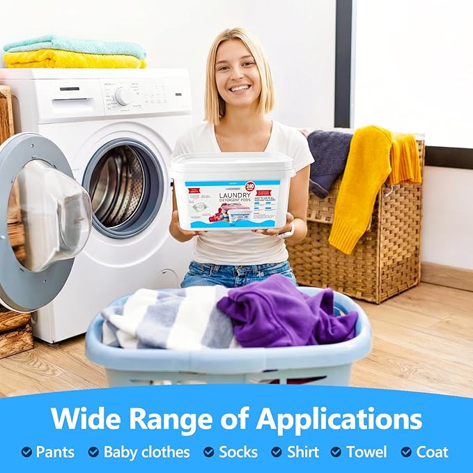 240 Pack Laundry Detergent Pods- 5-in-1 Stain Remover Laundry Soap Pods- Ultra Concentrated,Dissolvable Detergent Pods Bulk for Washing Machines,Rose Scent