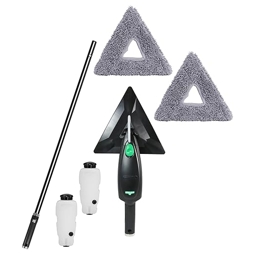 Unger Commercial Microfiber Cleaning Kit - Stingray 5 ft Refillable Microfiber Cleaning Kit for Indoor Glass and Surfaces - SRKB5