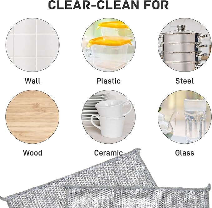 30 pcs Dish Rags, Multipurpose Wire Dishwashing Rags for Wet and Dry, Household Wire Dishcloth
