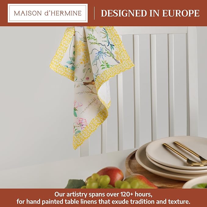 Maison d' Hermine 100% Cotton Cloth Napkins Set of 4 Everyday Reusable Square Napkins Cloth Washable Dinner Party Wedding Restaurant Hotel Kitchen Spring Summer (Sitelle, 18" x 18")