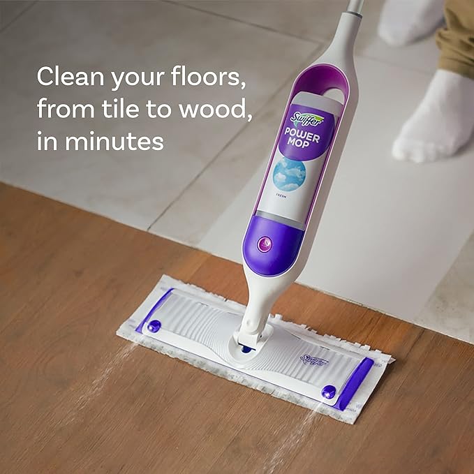Swiffer Power Mop Refill Solution,Floor Cleaner for Mopping Tile,Vinyl,Laminate,Wood in Home,Bathroom,Kitchen, Multipurpose-Surface Solution for Floor Cleaning, Lavender Scent, 25.35 oz (Pack of 10)