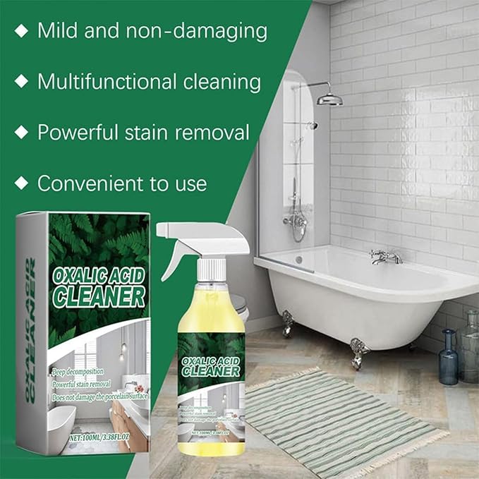 Oxalic Acid Cleaner For Bathroom,Oxalic Acid Cleaner Spray,Oxalic Acid Stain Cleaner,Powerful Stain Removal Spray,Multi-Surface Stain Remover For Bathtub, Porcelain, Tiles (2PC)