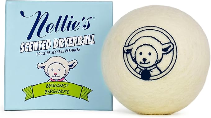 Nellie's Scented Wool Dryerball - Bergamot Scented - Made with 100% Pure New Zealand Wool and Lasts Approximately 50 Drying Loads - Silent in Your Dryer!