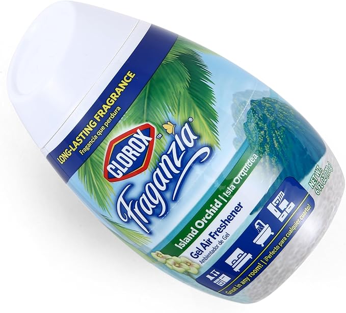 Clorox Fraganzia Gel Air Freshener Cone, Island Orchid Scent - No-Plug, Battery-Free Air Freshener for Small Rooms, Closets, Kitchens, Bathrooms, Offices and More, 6 Ounce - 12 Pack