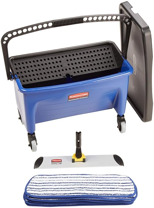 Rubbermaid Commercial Products Finish Kit Yellow Includes Bucket Sieve Six Pads and One Frame for Janitorial/Professional Cleaners and Heavy-Duty industrial Cleaning/Finishing