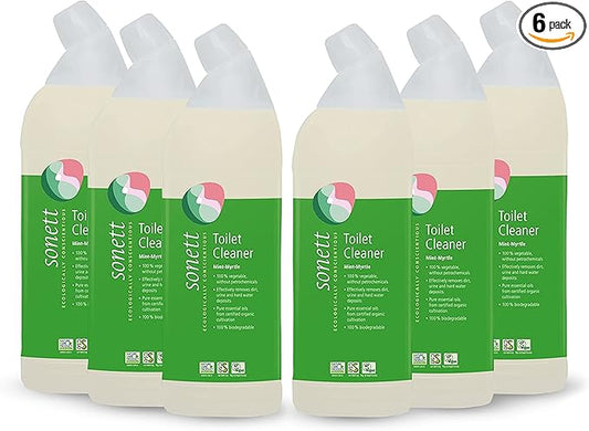 Sonett Organic Toilet Cleaner Mint-Myrtle,(25fl Oz/ 750ml) Effectively removes dirt, urine and hard water deposits (Pack of 6)