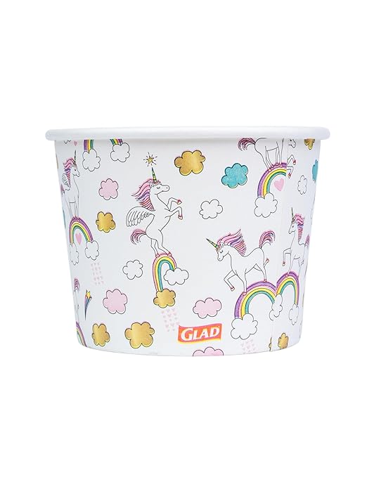 Glad for Kids Unicorns Paper Snack Bowls, Disposable Paper Bowls for-Kids Snacks and Parties, Sturdy Microwave Safe Bowlsfor Everyday Use and Easy Cleanup, 12 Oz, 20 Count (Pack of 2)