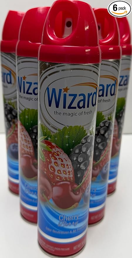 Wizard The Magic of Fresh | Odor Neutralizer & Air Freshener - 10 Oz. Cherry berry (Pack of 6) (Packaging May Vary)