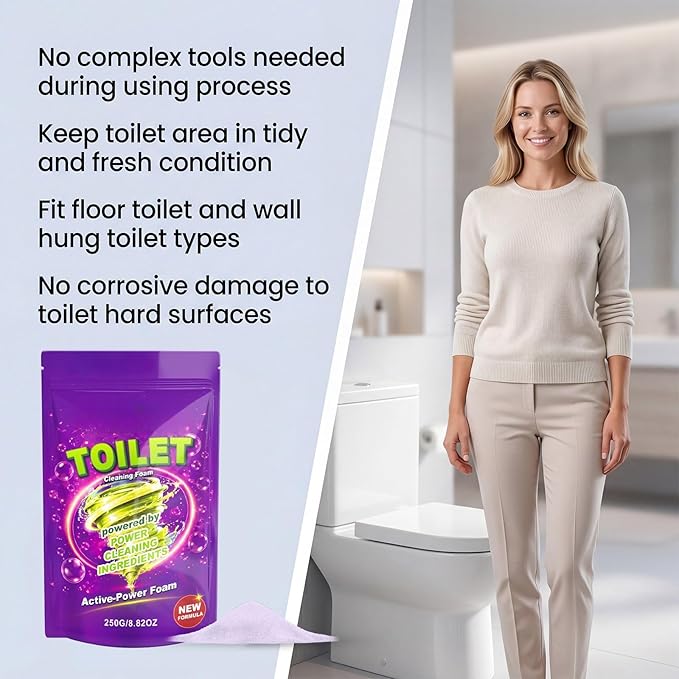Ultra Foaming Toilet Cleaner Powder Pouches Self-Activating Cleaning Foam Easy Deep Clean for Home & Bathroom ﻿ (Water Lily)