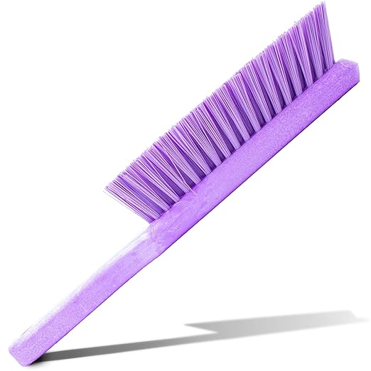 SPARTA 8 Inch Soft Counter Brush with Polyester Bristles and 5 Inch Handle, Color Coded Handheld Broom for Tables Countertops and Foodservice Surfaces, 13 Inch Overall Length, Purple, Pack of 6