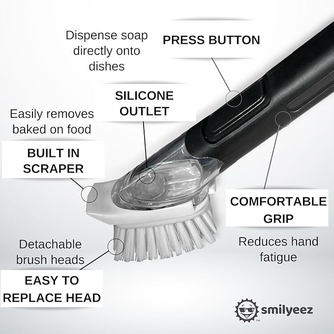 The Original Smiling Handle with Soap Dispensing by Smilyeez for The Smiling Sponge & Smilyeez Dishwand Combo (Light Blue)