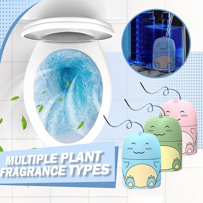 Dinosaur-Shaped Toilet Bowl Cleaner Bottle,Automatic Bathroom 𝙏𝙤𝙞𝙡𝙚𝙩 Tank Cleaner with Ocean Scent,Long Lasting 𝙏𝙤𝙞𝙡𝙚𝙩 Cleaner,Powerful Cleaning (Green)
