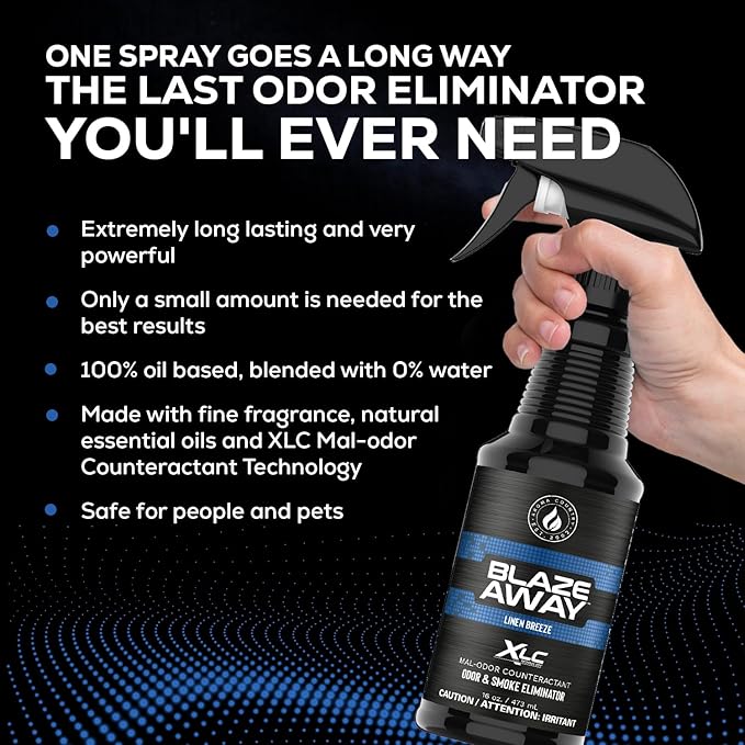 Blaze Away Commercial Air Freshener & Odor Eliminator for Strong Odor - Industrial-Grade Room Spray & Room Deodorizer for Home, Car, Smoke & Pet Odors - Long-Lasting Odor Absorber, Room Fresheners